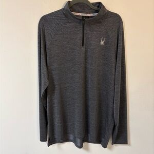 Spyder Charcoal Quarter-Zip Pullover Mock Neck 4 Way Stretch XL